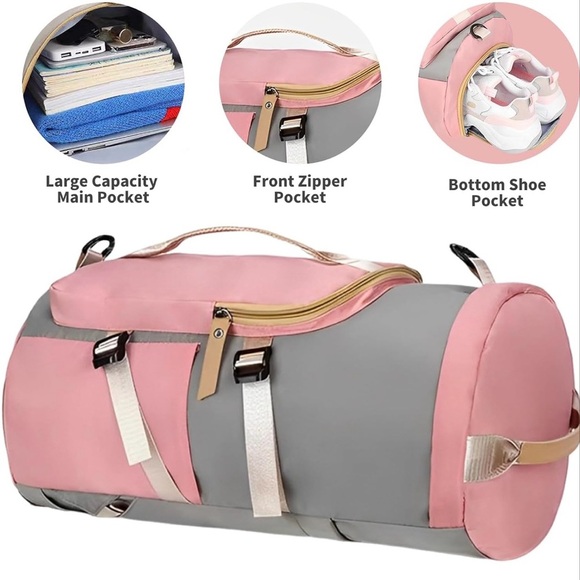 Waterproof Gym Backpack With Shoe Compartment Sports Duffel Bag - Picture 4 of 5